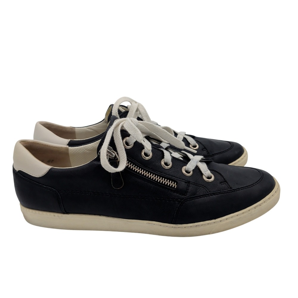 Paul Green Addie 4940 Navy Leather Side Zip Low Top Sneakers Womens UK 7.5 US 10